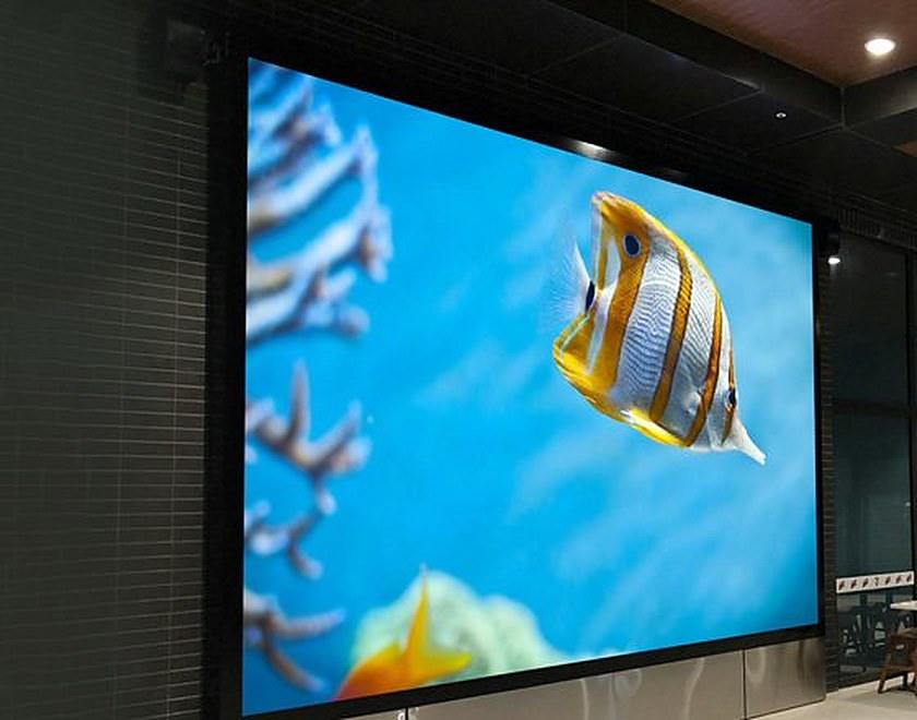 Large LED wall in a cinema foyer